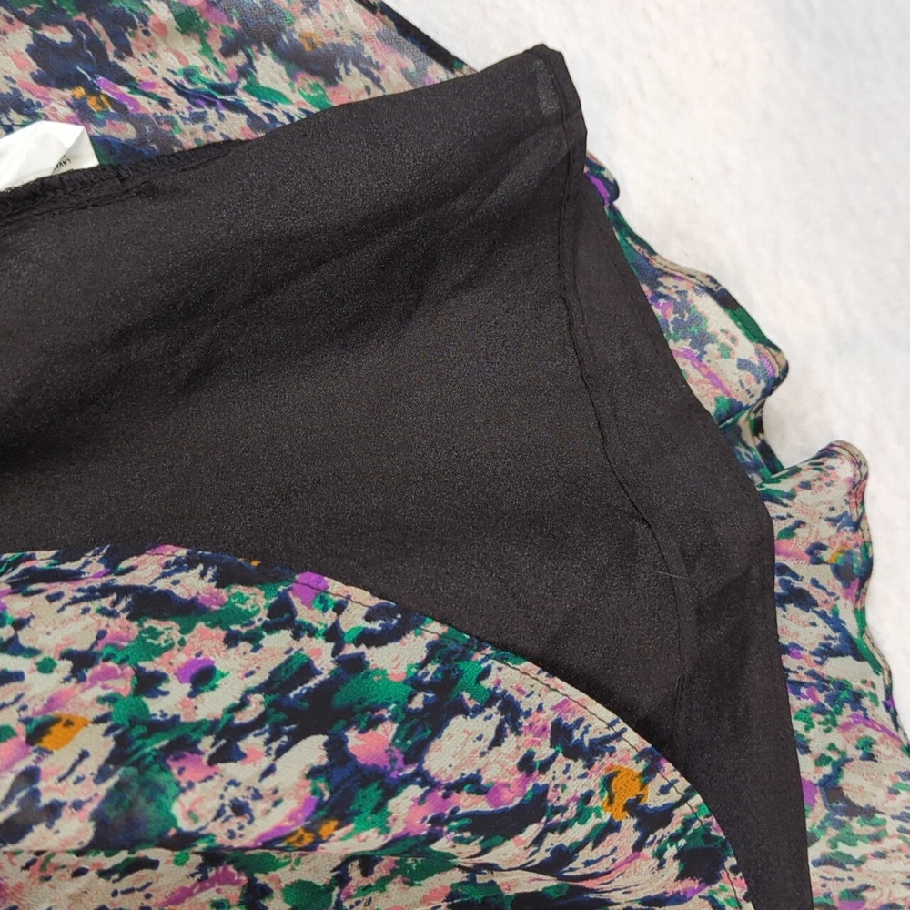 SOHO Multicolored Abstract Flowy Ruffle Mini Dress 3 - Picture 5 of 7